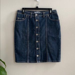 Button Front Denim Pencil Skirt